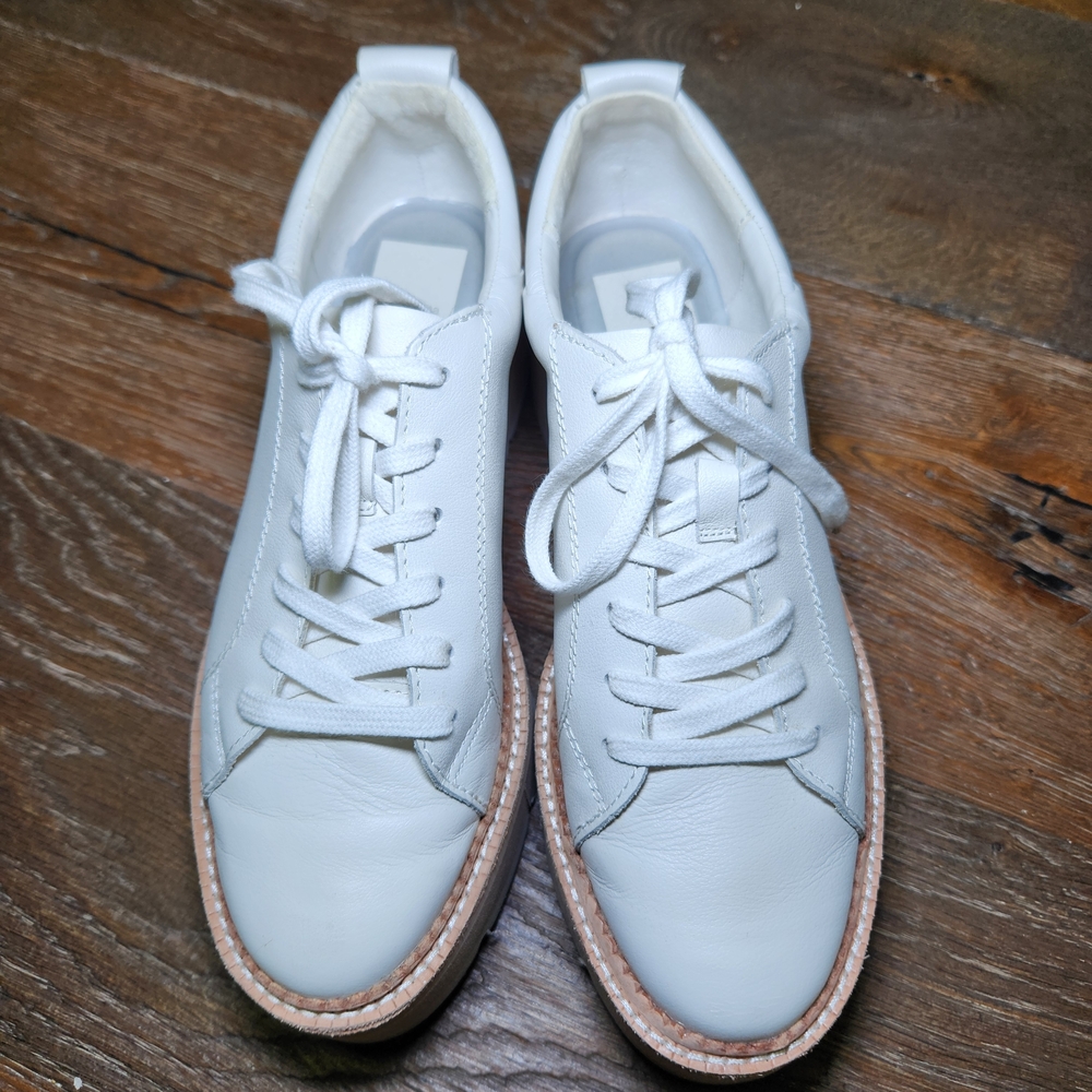 Dolce Vita White Platform Sneakers with Suede Texture